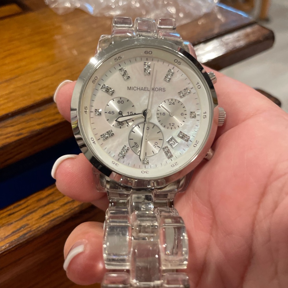 Michael Kors Crystal-Accented Silver Watch - Picture 8 of 9